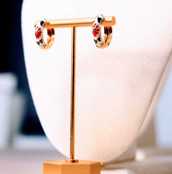 Orange Flowers Earrings - Image 3